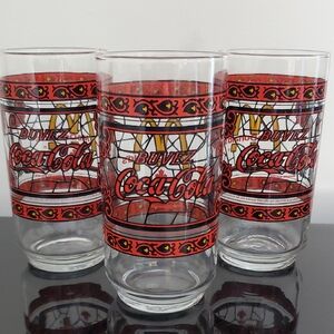 3 Vintage Coca Cola McDonald's Glasses *French*
